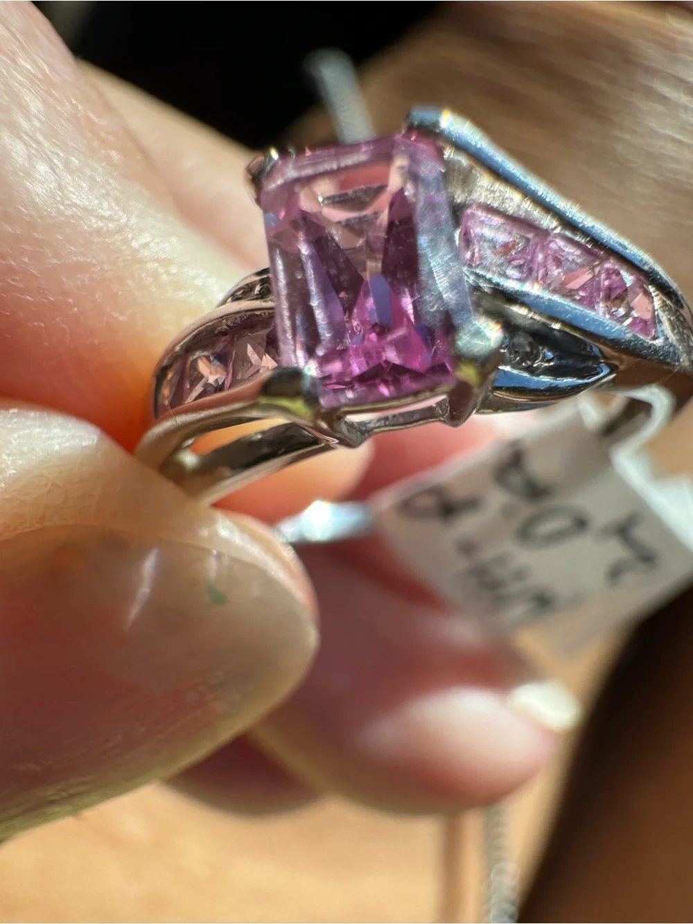 10k white gold Pink topaz and diamonds Ring - Elegant Women’s Ring